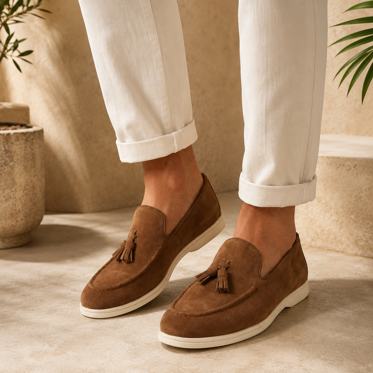 Alviora – Mocasines Borlas Hombre Ante