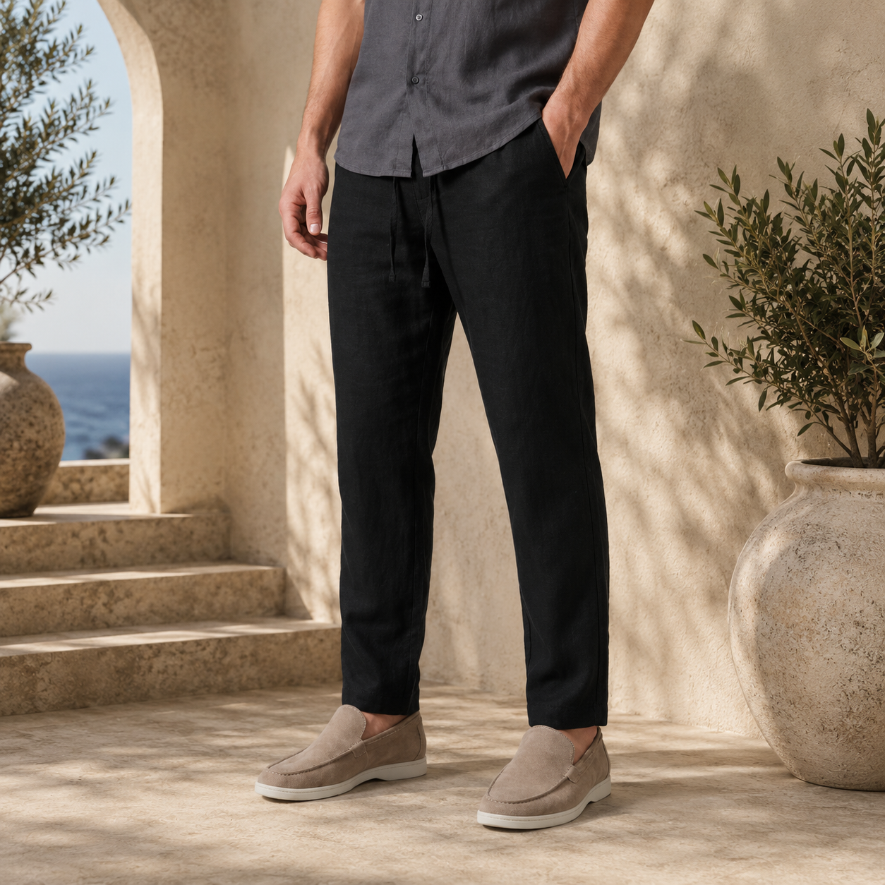 Alviora – Pantalón de Lino Hombre Casual