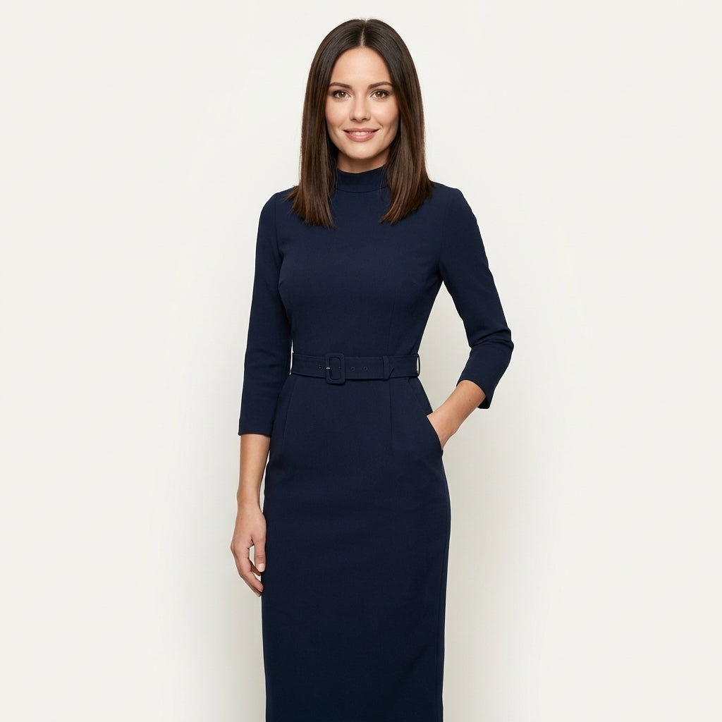 Vestido Tubo Elegante con Cinturón