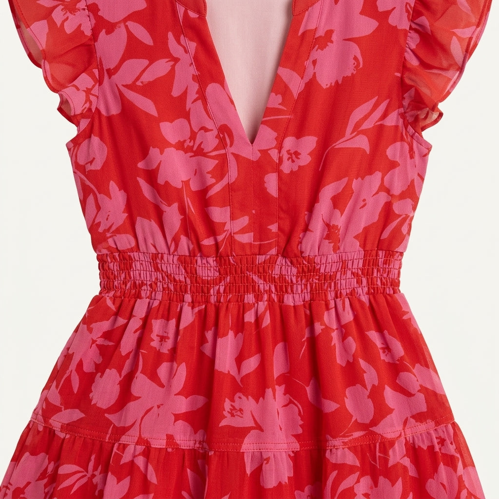 Vestido Floral Manga Abullonada