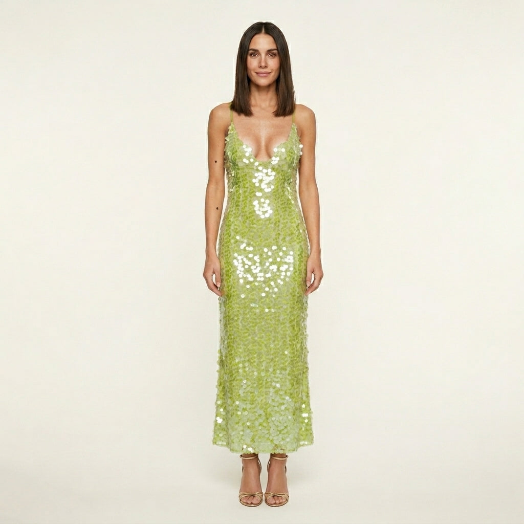 Vestido Maxi Lentejuelas Mujer