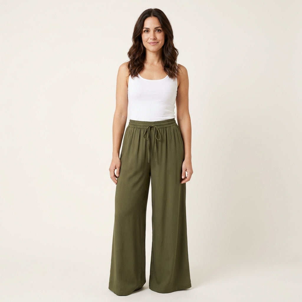 Pantalones Anchos de Cintura Alta