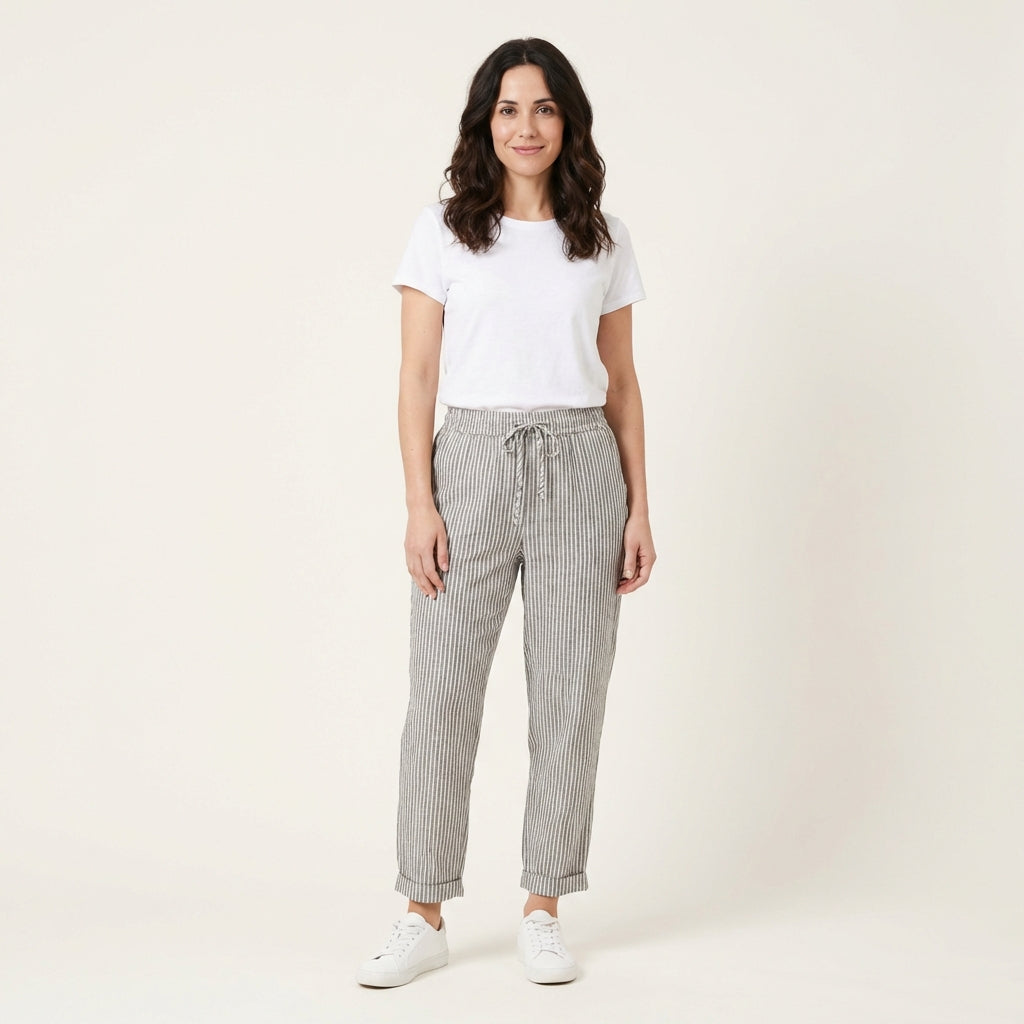 Pantalones Anchos Rayados