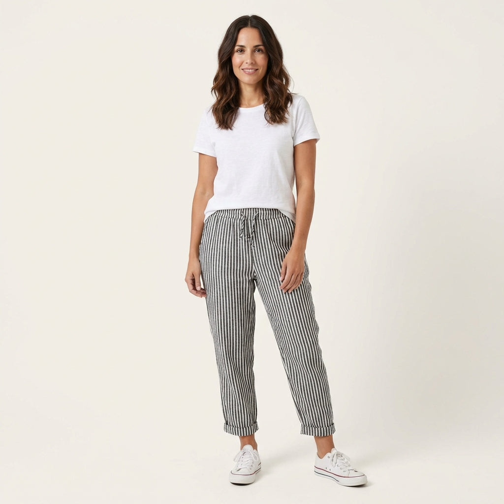 Pantalones Anchos Rayados