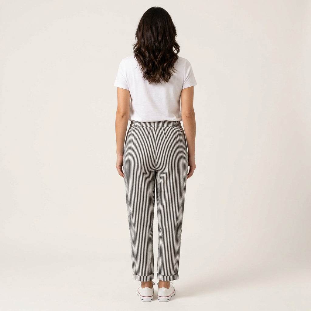Pantalones Anchos Rayados