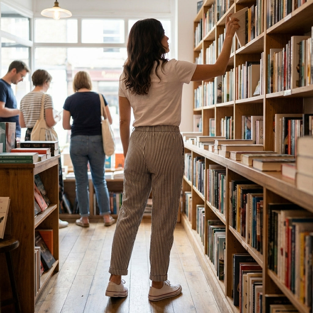 Pantalones Anchos Rayados