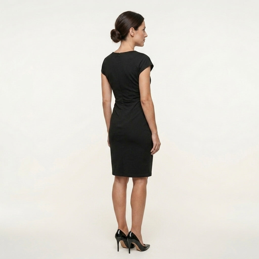 Vestido midi cintura costura