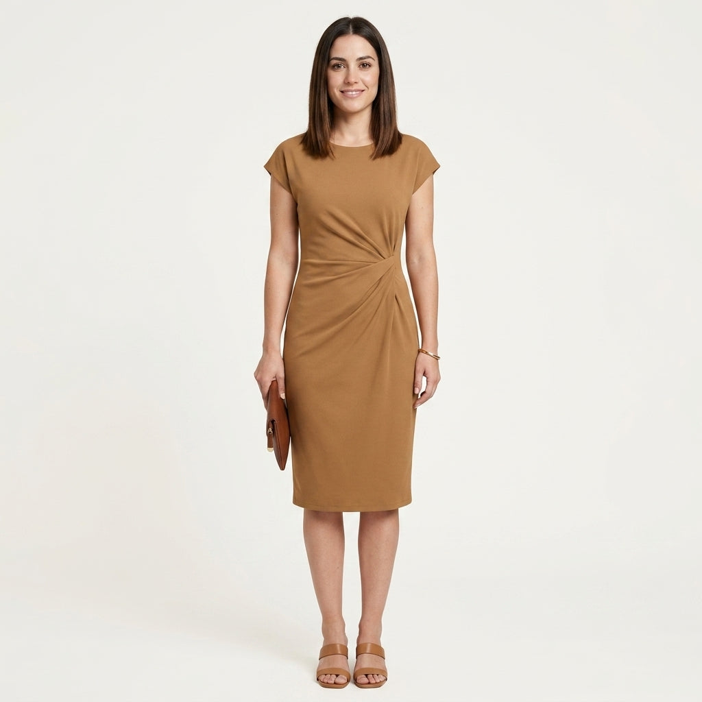 Vestido midi cintura costura