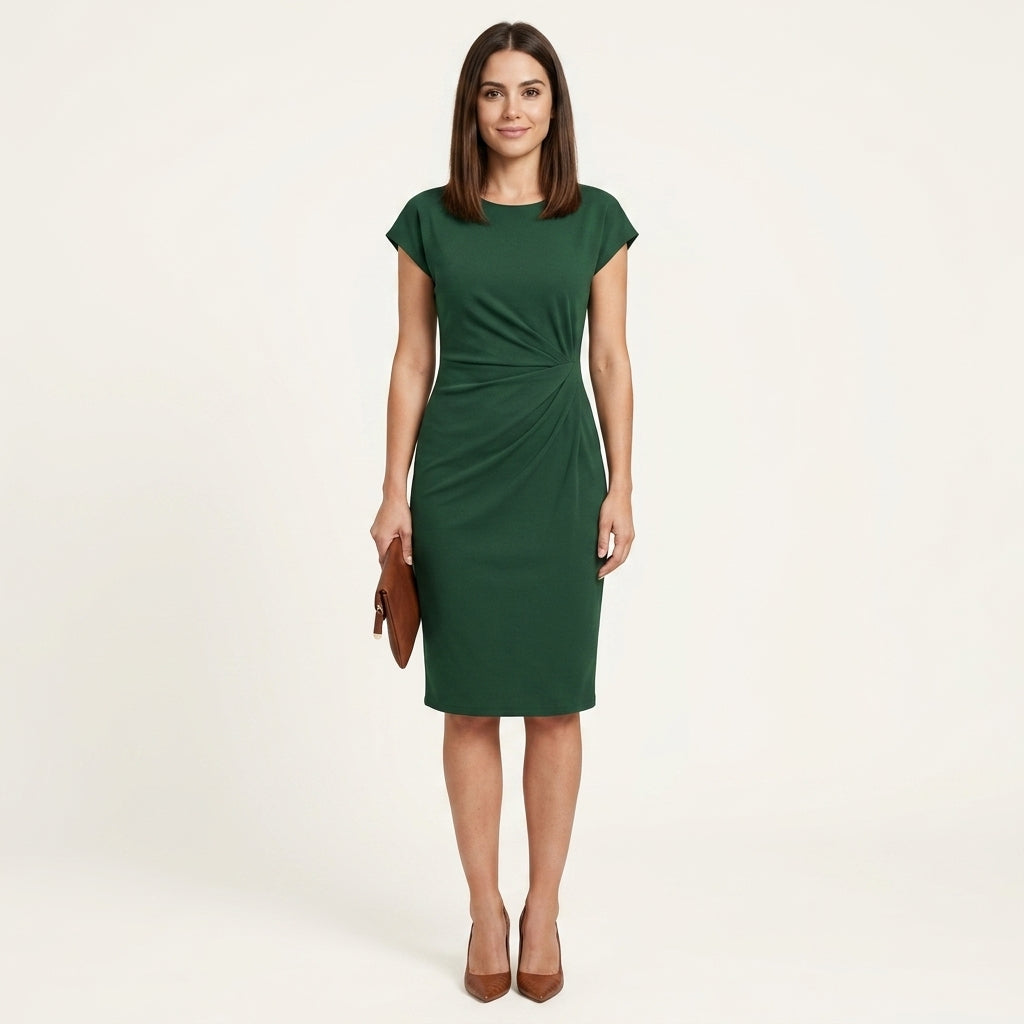 Vestido midi cintura costura