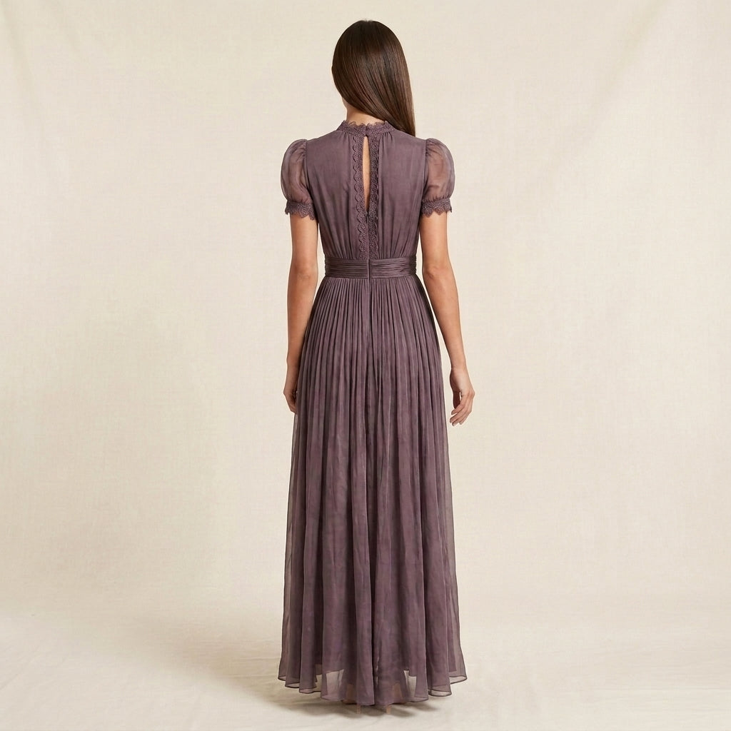 Vestido Maxi Chifón Encaje