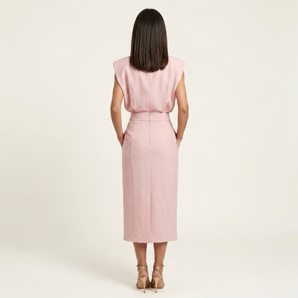Vestido Midi Estructurado Crepé