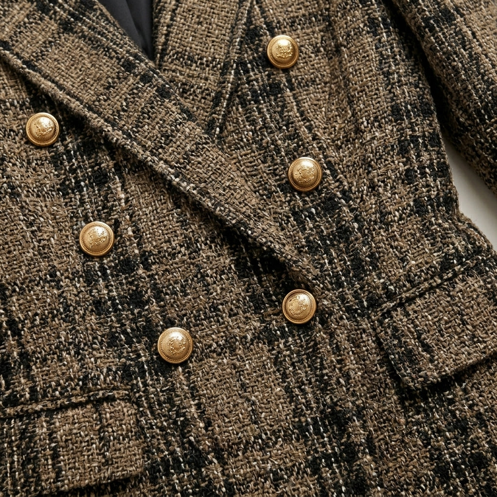 Blazer Cuadros Doble Botonadura