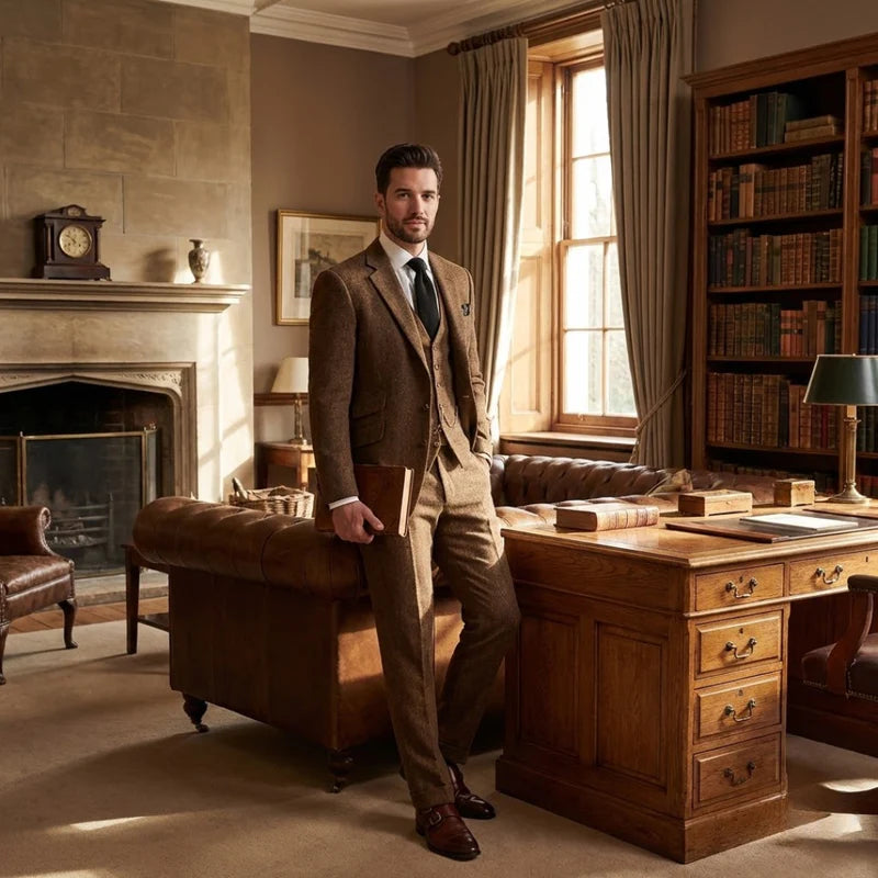 Traje clásico de hombre de tres piezas a medida