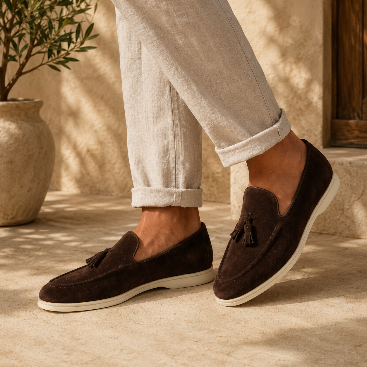 Alviora – Mocasines Borlas Hombre Ante