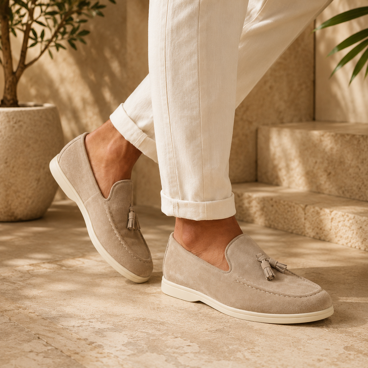 Alviora – Mocasines Borlas Hombre Ante