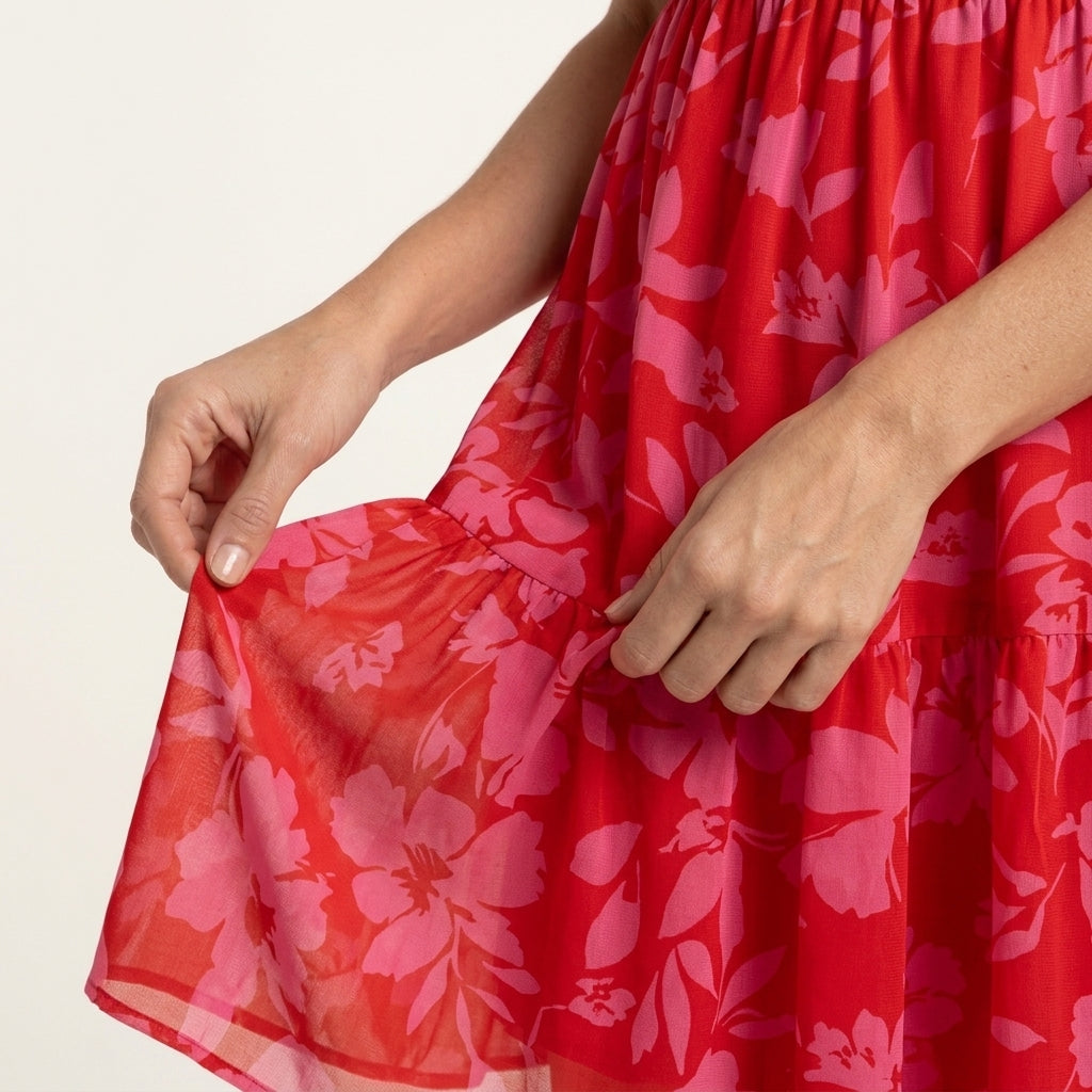 Vestido Floral Manga Abullonada
