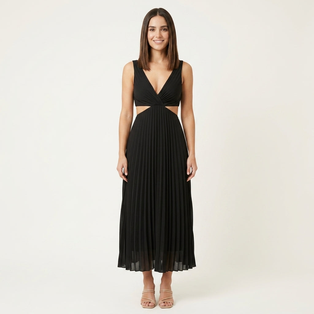 Vestido midi plisado elegante