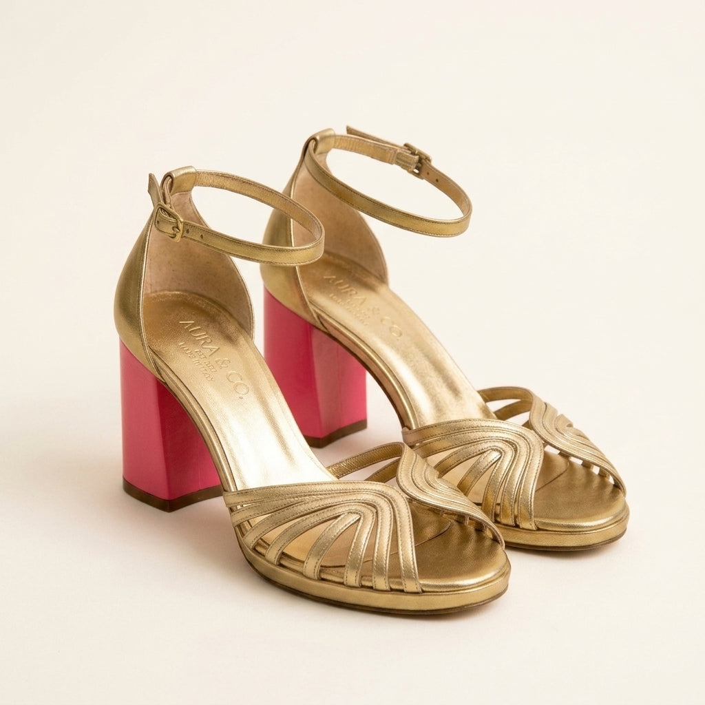 Sandalias Tacón Ancho Tiras