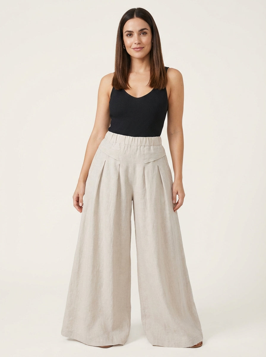 Pantalón ancho de lino