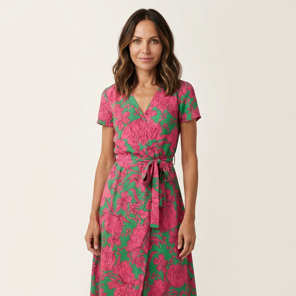 Vestido Midi Cruzado Floral