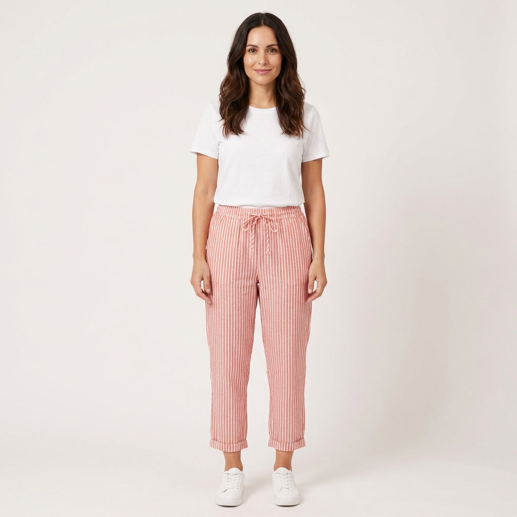 Pantalones Anchos Rayados