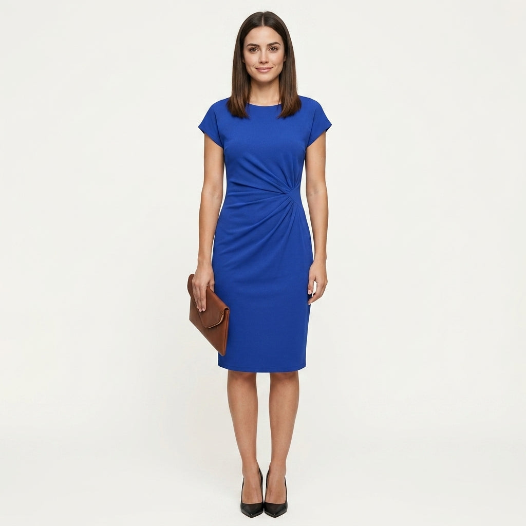 Vestido midi cintura costura