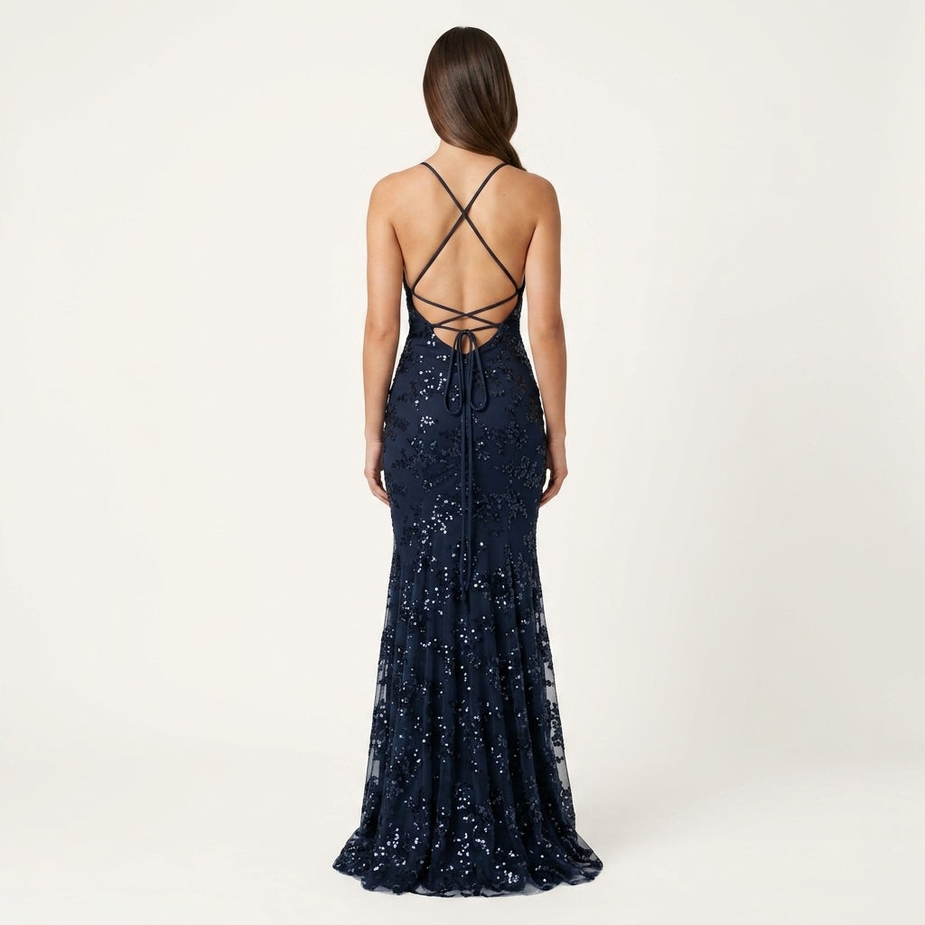 Vestido Largo Lentejuelas Elegante