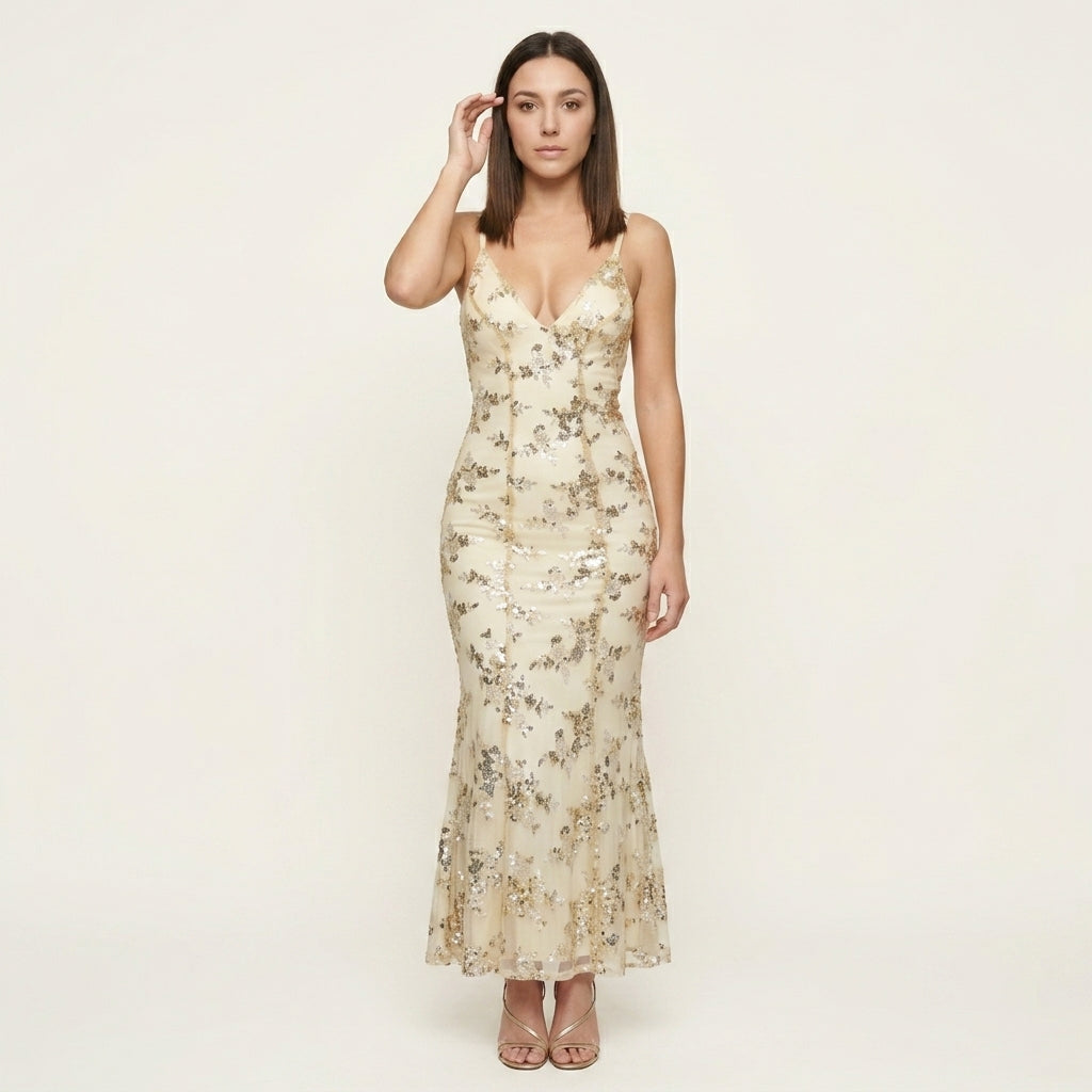 Vestido Largo Lentejuelas Elegante