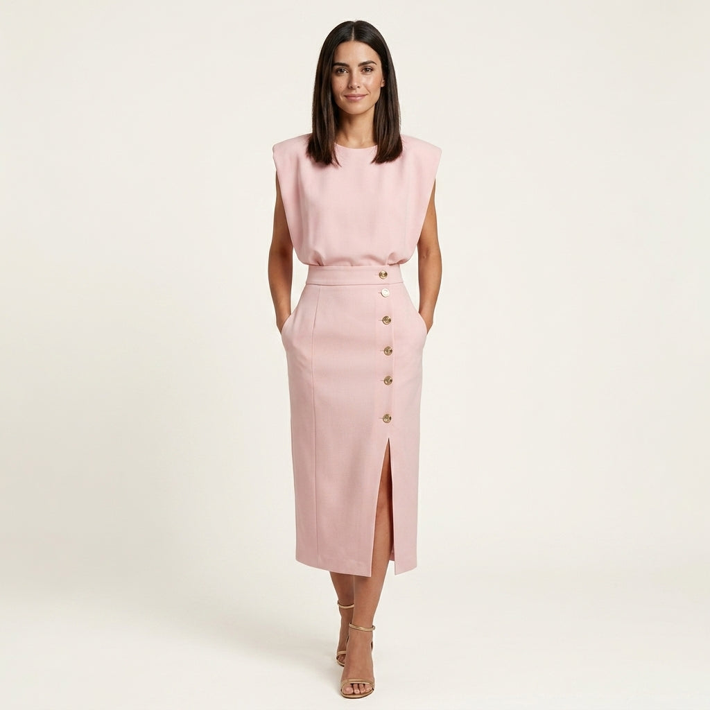 Vestido Midi Estructurado Crepé
