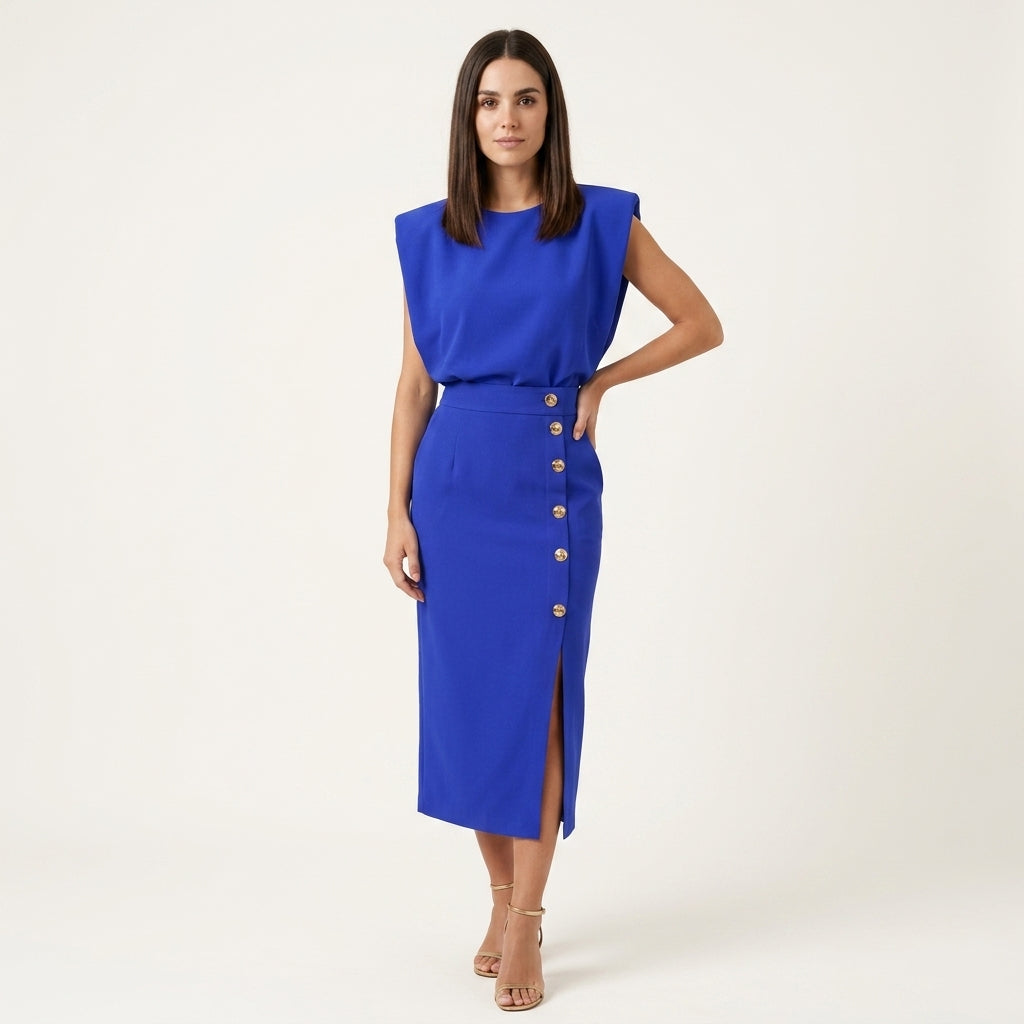 Vestido Midi Estructurado Crepé