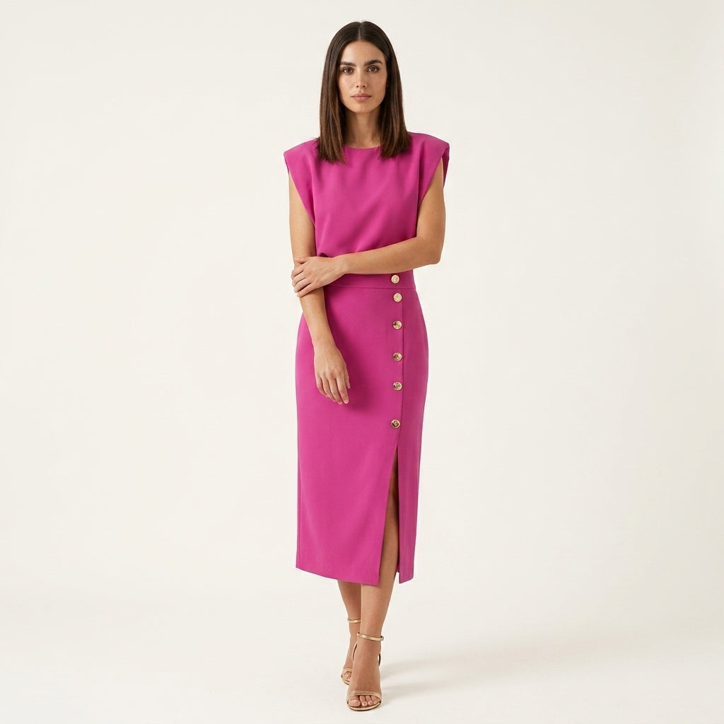 Vestido Midi Estructurado Crepé