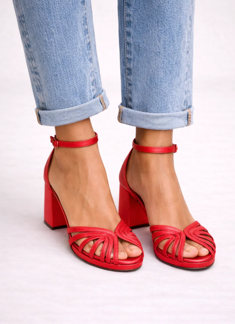 Sandalias Tacón Ancho Tiras